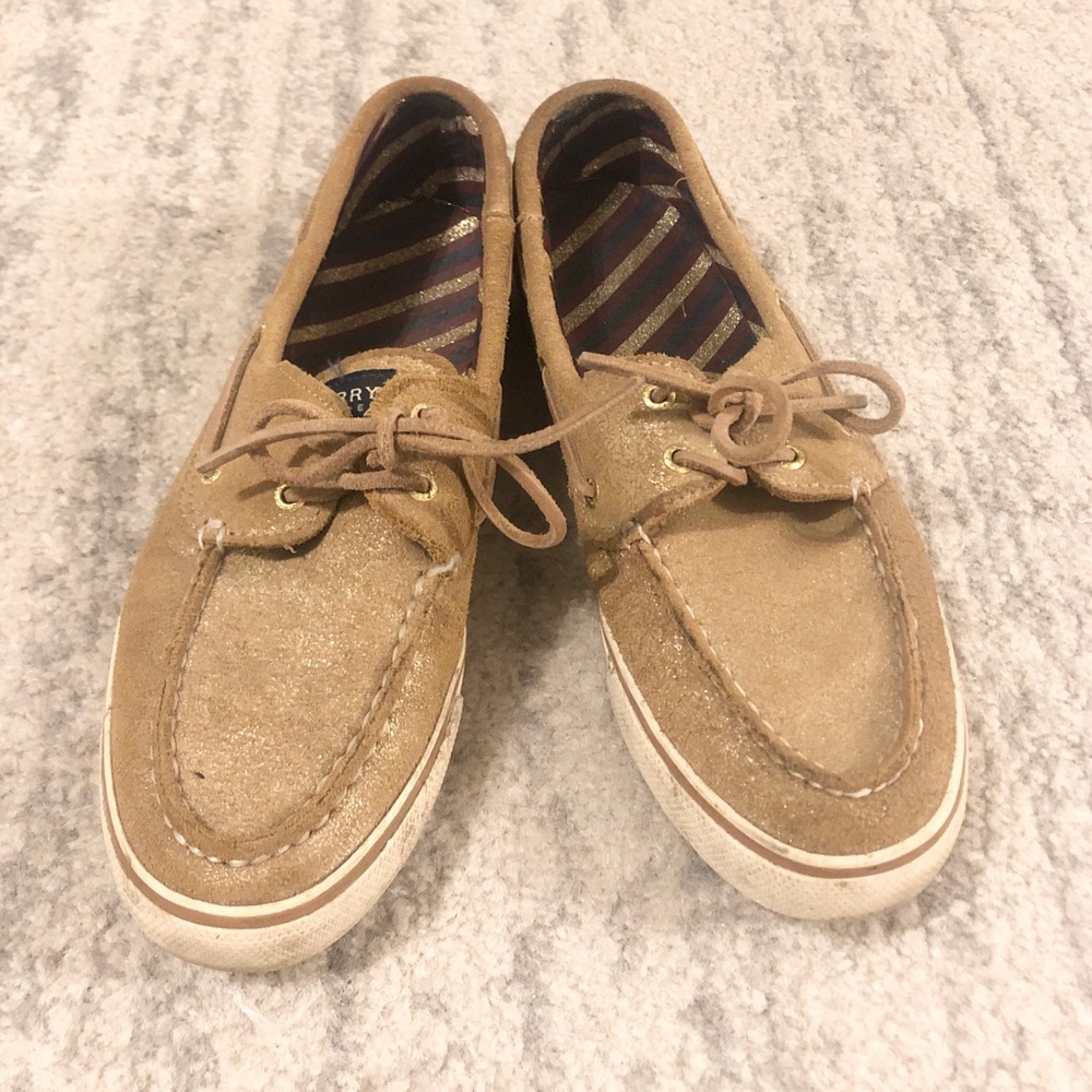 Gold Sperrys ✨